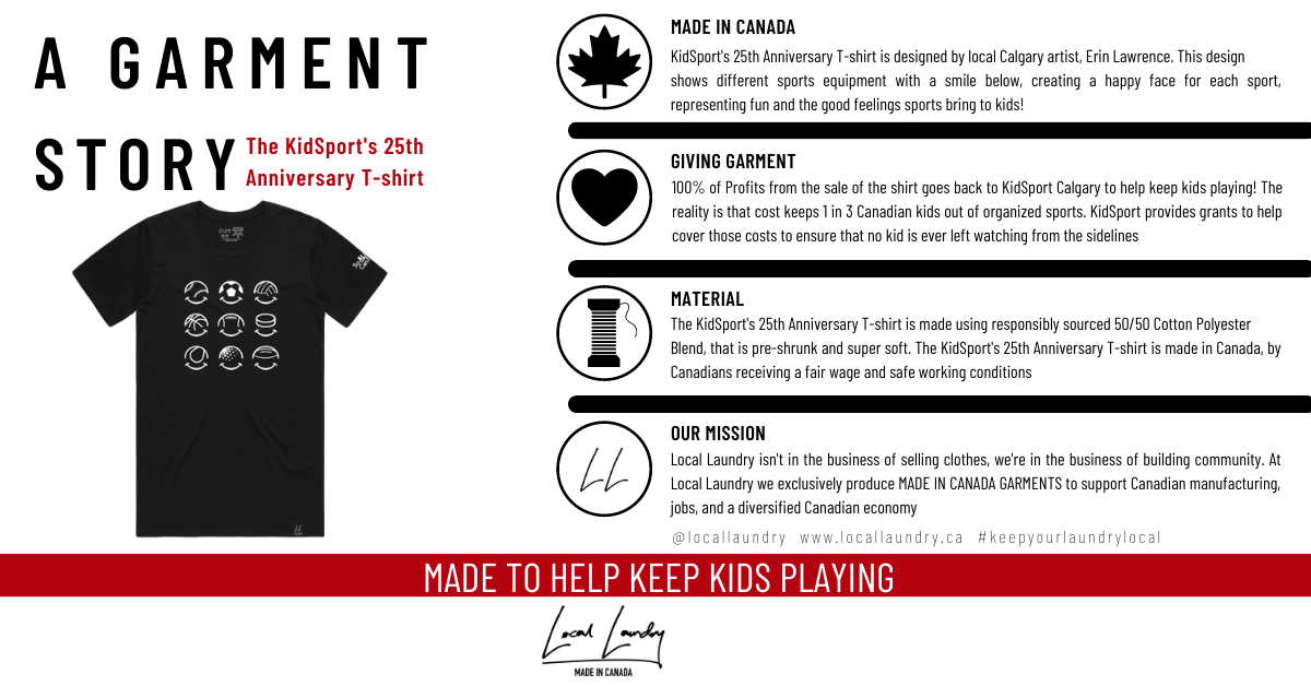 Local Laundry KidSport 25th Anniversary T-Shirt garment story