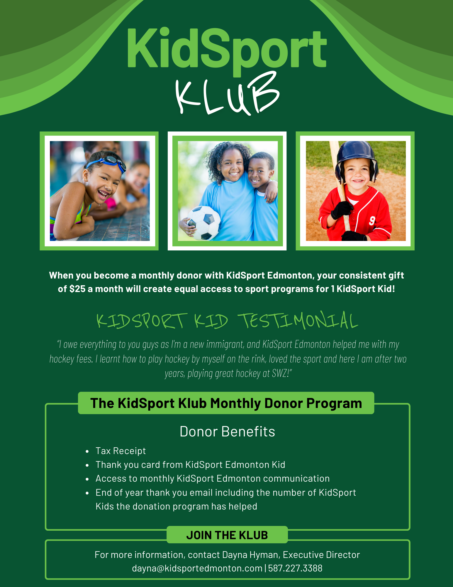 KidSport Klub Monthly Donors