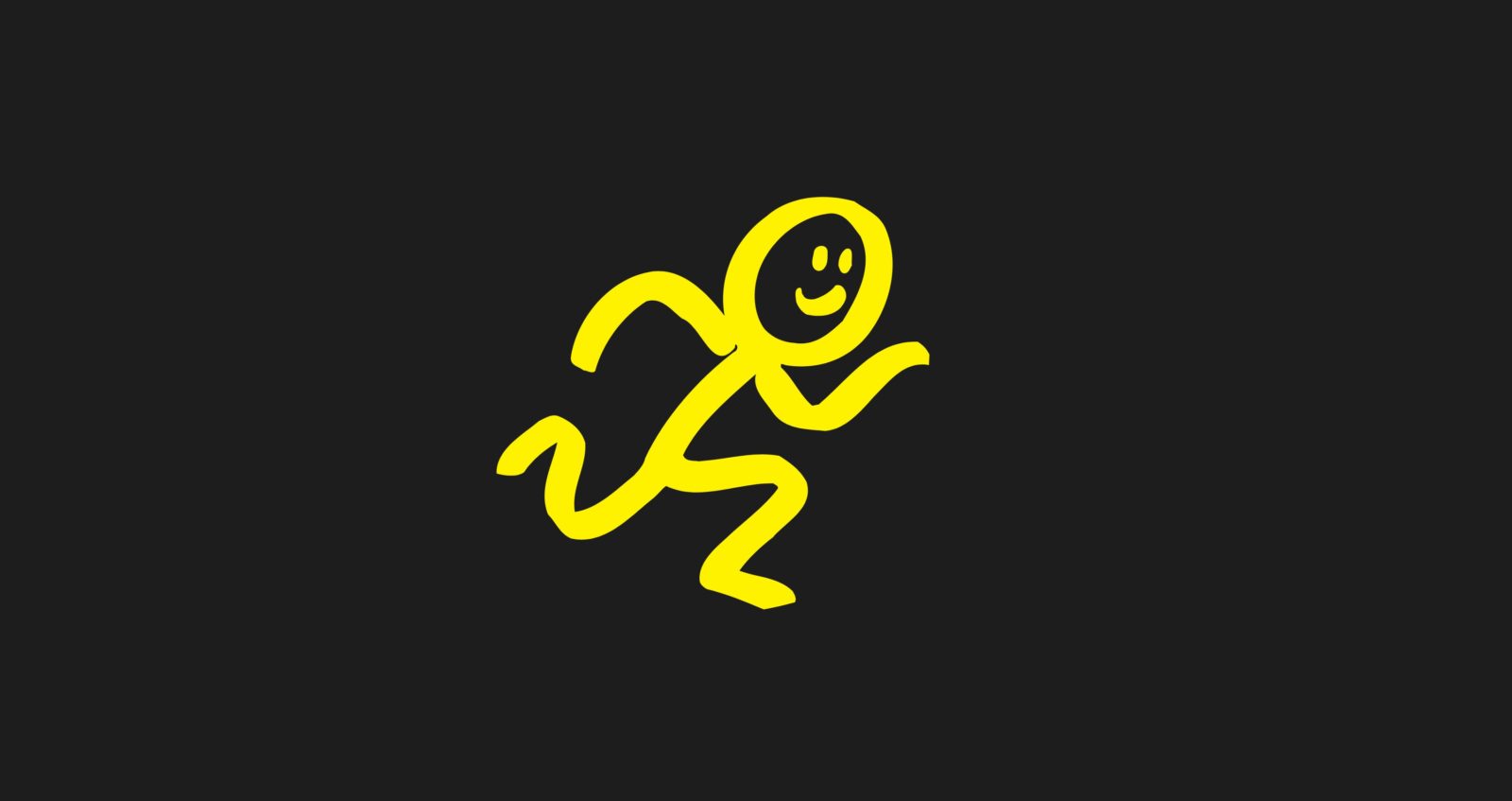 A black background with an icon of a child running